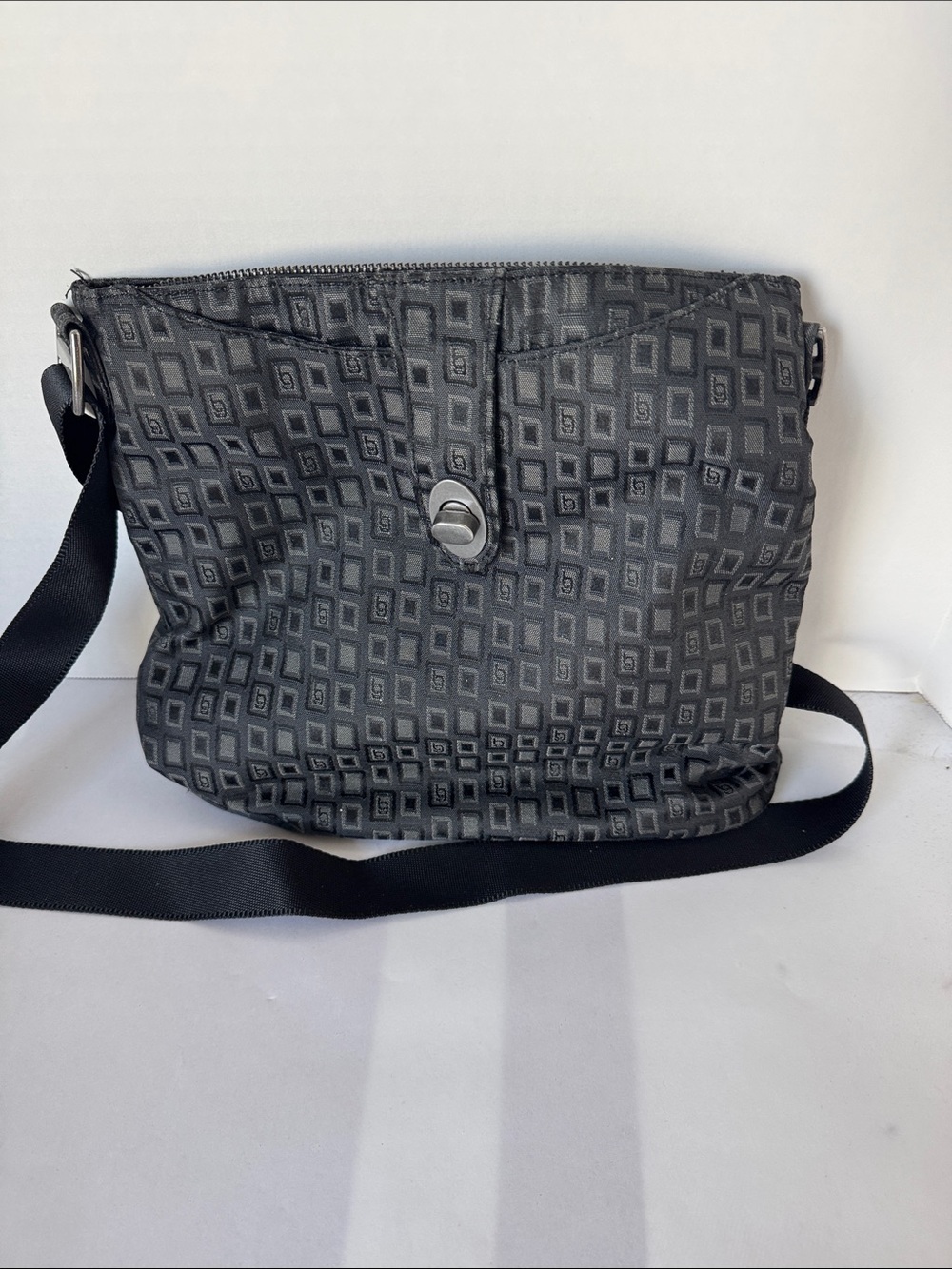 Baggallini Black Geometric Nylon Crossbody Bag